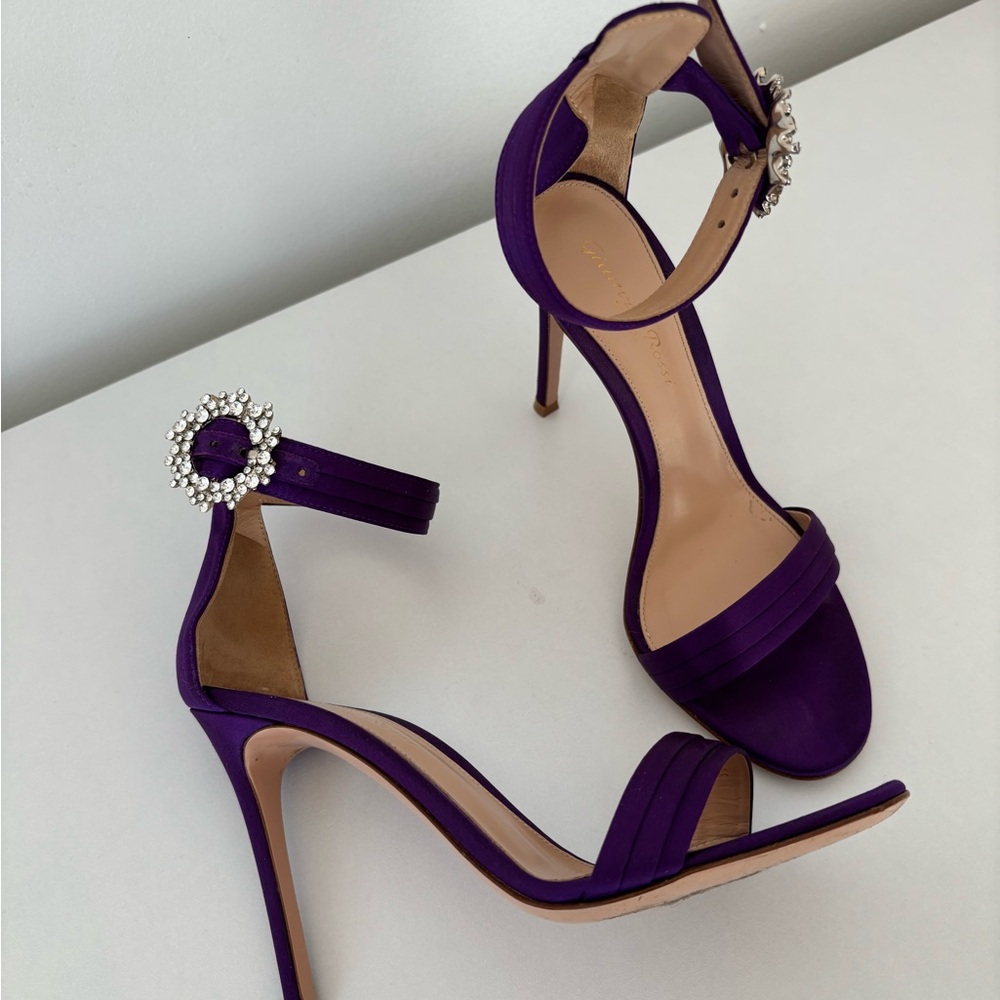 Gianvito Rossi Purple Ankle Strap Heels